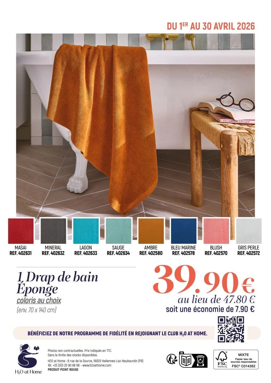 Avis Drap de Bain Éponge H2O at Home 2026 : Microfibre Ultra-Absorbant (Wallonie)
