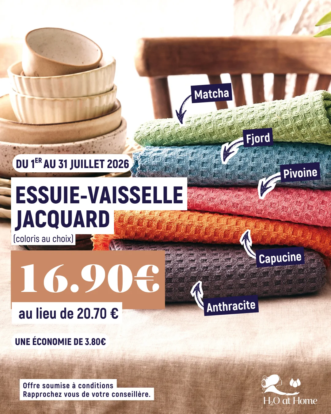 Essuie-vaisselle Jacquard H2O at Home, coloris au choix